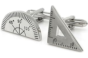 CMJ - Boutons de manchette fantaisie en forme de rapporteur et d’équerre - Cadeau pour un architecte, un professeur de maths, un ingénieur -Vendeur britannique
