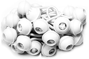 ‎TOOLPORT 25 Stück Set Gummischlaufen Spanngummis zum Befestigen von Planen - Zeltgummis Expanderschlingen Bungees Spanner Planenspanner für Partyzelt Pavillon Zelt - weiß, kurz