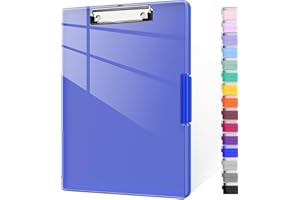 Piasoenc Portablocco con contenitore, 33.5 x 24 cm, con 2 custodie e cartellina A4, pannello superiore trasparente cancellabile a secco, con apertura laterale, per infermieri, Blu navy