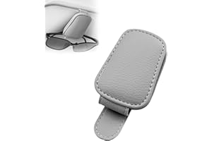 Aipwerer Supporto per occhiali da sole per auto, supporto per occhiali da sole per auto, in pelle, clip per accessori universali per interni (grigio)
