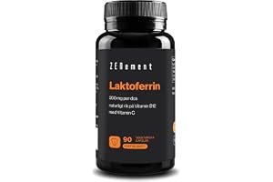 Laktoferrin 200 mg - från Gräsbetande Kors Mjölk - 90 Vegetariska Kapslar | med Vitamin C som bidrar till immunförsvarets normala funktion - med Vitamin B12 - 3 Månader - Zenement