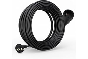 Waytex 51022 Prolongateur électrique Longueur 10,00m, Câble 3x1.5mm2, Prises 16A Europe 2P+T avec Sécurité Enfant, certifié CE NF, Noire