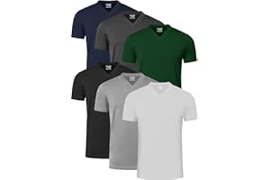 FULL TIME SPORTS® Tech 4-6 Pack FTS-639-650 T-Shirts Assortis à Manches Court et Long décontractés avec col en V
