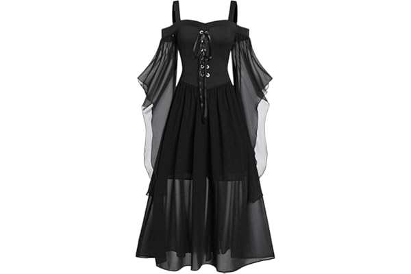 riou Vestidos Medievales Para Mujer Tallas Grandes Halloween Tallas Grandes Gótico Vestido de Noche con Ribete Encaje Disfraces Originales Fiesta Cosplay Disfraz para Carnaval