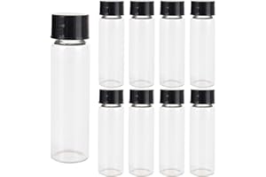 LCOUACEO 30 Pezzi Bottiglie di Vetro Trasparente 40 ml, Fiale di Vetro, Piccola Bottiglia per Campioni con Tappo Nero a Vite in Plastica Contenitore Trasparente per Fiale da Laboratorio