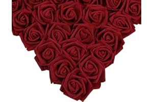 RUIUZIOONG Rose di Schiuma Rose Artificiali Fiori Teste di Rosa Petali di Rosa 50 Pezzi Fiori Finti Rose di Schiuma Bouquet da Sposa Festa Fai da Te Casa Decorazione di Cerimonia Nuziale (50 Pezzi, vino rosso)