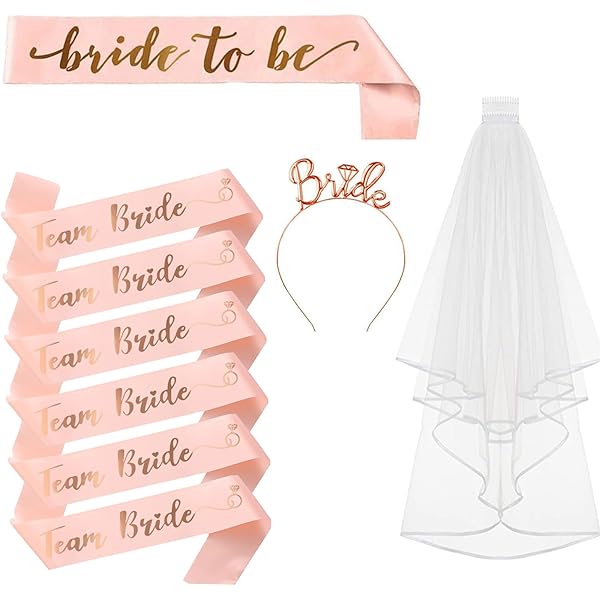 Kit Accessoires EVJF Future Mariée - Voile Blanc, écharpe Rose, Serre-tête Bride, Tatouages Temporaires - BOOMTOP