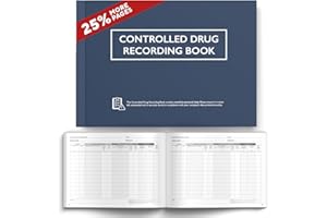 1ST CHOICE Controlled Drug Recording Book Paperback - CQC, GDPR & HSE Compliant Controlled Medication Book for Care Homes, Clinics & First Aiders - 125 Page Medical Log for Medication Returns & Drug Records