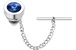 HAWSON Mens Tie Tack with Chain Round Crystal Wedding Business Accessories, Metal, not known
