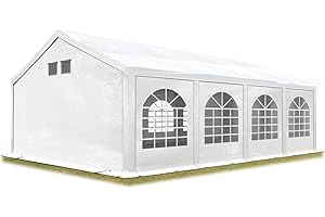 TOOLPORT Tendone per Feste Gazebo 4x8 m Bianco PE 550 N Impermeabile Protezione UV Tenda Giardino Sagre Eventi Mercati Esterno con Telaio a Pavimento