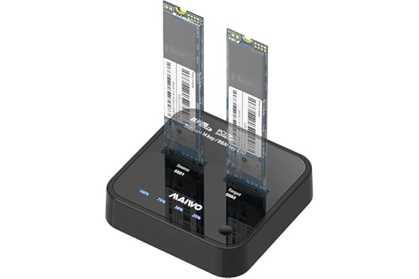 MAIWO K3016P Station d'accueil Clone M.2 NVME 2 Baies,Duplicateur NVME pour USB 3.1,avec Fonction de clonage Hors Ligne