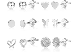 ASH'S CHOICE 6 Pcs Boucles Doreilles Femme Acier Inoxydable Piercing Oreille Cartilage Helix, S925/Plaqué Or 14 Carats