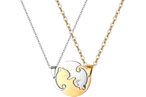 OIDEA Collana con Ciondolo a Forma di Puzzle Gatto per Uomo Donna Lovers Lui Lei in Acciaio Inossidabile Regalo per Amante Migliore Amico in Argento Oro