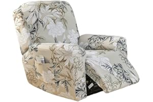 EBETA Fundas para sillones de 4 Piezas Funda elástica para sillones de Relax, Capuchas para sillón, Elástico Funda para sillón reclinable (Flor)