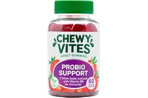 Chewy Vites Adult Probio Support, 60 Probiotics Gummies, 2 Billion Biotic Cultures, Vitamins B3, B5 and B6 for Immunity, 2 Months Supply, Vegan, Real Fruit Juice, Red Berries Flavour