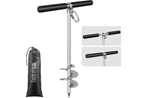 Insaga Ground Anchor, Heavy Duty Dog Lead Stake Screw Earth Peg Strong Storm Spiral Spike for Large Medium Dog/Garden/Yard/Camping/Boat/Trampoline/Tent/Shed with Carabiner&Removable Handle, 44cm