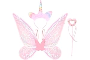 YEETEESY Feenflügel Schmetterlingsflügel Prinzessinnenflügel Winx Mädchen Flügel Fee Kostüm Damen Erwachsene Wings Cosplay für Weihnachts Geburtstags Party (Rosa)