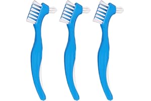 HFMYGS 3 Stück Premium Hygiene Prothesenreinigungsbürste, Doppelseitige Zahnbürste Mit Mehrschichtigen Borsten, Rutschfestem Gummigriff Reinigungsbürste Für Zahnersatz, Retainer, Aligner, Zahnschiene