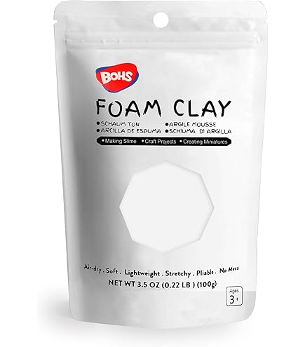 Foam Clay Pasta Modellabile Auto-indurente, 560 G, Colore Argento Metallizzato, Con Microperle, In Secchiello Richiudibile
