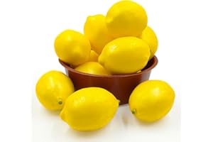 12 Stück künstliche Zitronen, lyfLux künstliche Zitrone, künstliche Zitrone, dekorative Obstschale für Möbeldekoration, Ornamente, Foto-Requisiten und Fenster-Display (9,4 x 5,6 cm)