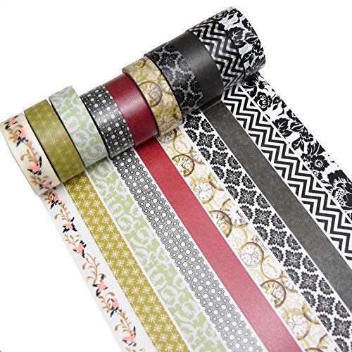 K-LIMIT 10er Set Washi Tape Dekoband Masking Tape Klebeband Washitape Scrapbooking DIY 6172