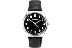 Sekonda Mens 40mm Evans Classic Three Hand Analogue Quartz Watch Alloy Case with Black Leather Strap