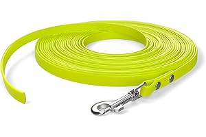 SNOOT 10m Schleppleine, Hundeleine, 1 Karabiner, Neon-Gelb, extra schmal, schmutz- und wasserabweisend