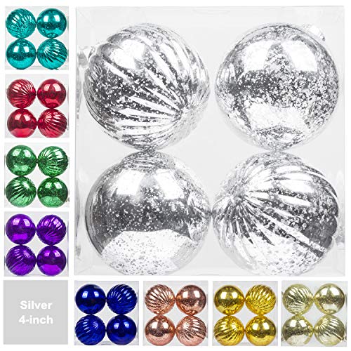 BusyBee Grandes Adornos navideños Adornos de árbol de Mercurio inastillables Adornos de decoración para decoración navideña (10cm, Plata)