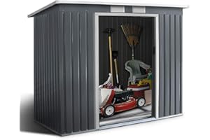 GOPLUS 4.1 m³ Cobertizo de Jardín Estanco con Cimientos y Ventanas, 213 x 130 x 173 cm，Metal Galvanizado, Almacenamiento para Dispositivos, Herramientas de Jardinería