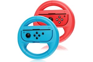 Tuocal 2 Packs Steering Wheels for Nintendo Switch & OLED Joy-Cons, Switch Racing Wheels Controller Accessories for Mario Kart 8 Deluxe (Red&Blue)