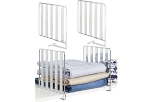 mDesign Zestaw 4 praktycznych przegródek do szafy na ubrania, praktyczny organizer do garderoby, z metalu, przydatny system regałów bez wiercenia, chromowany