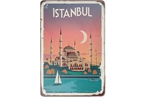 TIN SIGNN FU Metallschild Istanbul Blechschilder Vintage Home Schachtbar Garage Coffee Shop Wanddekoration Blechschilder 20,3 x 30,5 cm