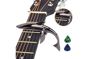 Imelod Kapodaster Hai Kapodaster aus Zinklegierung für Akustik- und E-Gitarren mit gutem Griffgefühl, ohne Fret Buzz und langlebig(Schwarz)