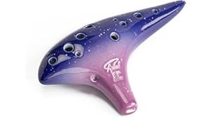 AWEF “Ocean Notes” 12 Hole Sweet Potato Ocarina Graceful Shape Pottery Ocarina in Alto C (Starry Purple)