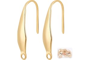 Beebeecraft 100Pz/scatola 18K Placcato Oro 316 in Acciaio Inossidabile Orecchini Ganci di Pesce Francese Orecchini Fili con Foro per DIY Earring Making Kit