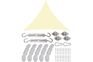LORRTTA Sun Shade Sail 3x3x4.3M, Triangle UV Protection Awning, Waterproof Garden Sail with Hardware Kit, 420D Oxford Fabric for Garden, Patio, Pool, Pergola (Cream Yellow)