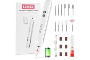 ‎LEBEXY LEBEXY Elektrische Nagelfräser Maniküre Pediküre Kabellos Set | Nagelfeile Fräser Schleifpolierer für Gelnägel | Nagel Fräsmaschine Nail Drill | Aufladbar für Nagelhaut Shellac Acryl