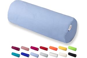 ‎BETIES beties Basic Nackenrollenbezug ca. 15x40 cm Kissenhülle 100% Baumwolle in vielen fröhlichen Uni-Farben (hellblau)