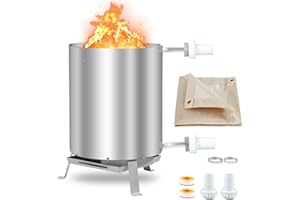 Gimisgu Ogrzewanie basenu z ogniem, kociołek ze spiralą grzewczą, 100% stal nierdzewna, ogrzewanie basenu, ogrzewanie basenowe z przyłączami 32-38 mm, odporne na wysokie temperatury maty ogniotrwałe