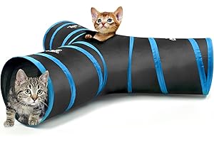 Pawaboo Zabawki dla kotów, tunel dla kota, tunel dla kota, tunele, 3-drożne, 25 x 40 cm, wysuwany, składany namiot do zabawy dla kota, interaktywna zabawka, labirynt, domek dla kota, z kulkami i