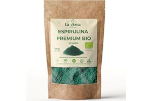 Espirulina Ecológica en Polvo 100% Bio Pura 200g. Superalimento Natural Rico en Proteínas, Hierro y Clorofila. Vegano y Sin Aditivos. La Gloria Mediterránea