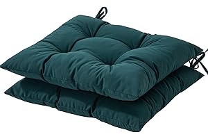 HAMO Garden Chair Cushions Outdoors Seat Pads, Set of 2, 45x50 cm, 18x20 inches (Dark Green)