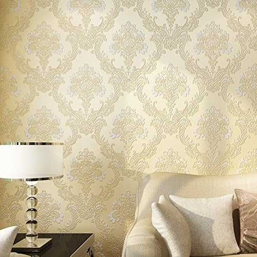 Non-woven wallpaper _ Wings 3D embossed nonwoven wallpaper simple European-style living room study bedroom full shop,Beige JS-1602