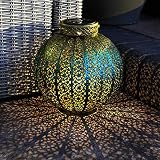 Lanterne Solaire Marocaine - Éclairage LED - Superbe Décoration Inspiration Orientale par Festive Lights (Lanterne Ronde)
