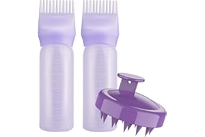 Hbaid 2 Stück Haarfärbebürste Flasche Haarfärbemittel Flasche Bürste Färben Shampoo Flasche,Wiederverwendbares Haarfärbemittel für Haarfärbemittel Färbung Kopfhautbehandlung Unerlässlich(Purple)