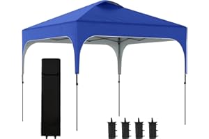Outsunny 3 x 3(M) Pop Up Gazebo, UPF 50+ Foldable Canopy Tent with Wheeled Carrybag, 4 Leg Weight Bags, Height Adjustable Marquee Shelter 1 person easy setup for Outdoor Garden Patio Party, Blue