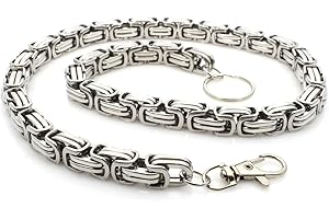 ayados XXL 63cm Hosenkette 8mm bis 14mm Dicke Schlüsselketten Portmonee Kette Edelstahl Portemonnaie Königskette Karabinerkette Schlüssel Kette Hosen Panzerkette 05 (Silber, 12 mm / 63)