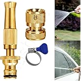 Rushwak Brass Water Spray Nozzle for 1/2" Hose Pipe - Adjustable Pressure Booster Gun for Car Wash & Gardening, 10 x 2 cm