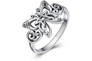 URONE Schmetterlingsring Sterling Silber Keltischer Wikinger Schmetterlingsring Schädel Schmetterling Schmuck Gothic Geschenke für Frauen Mädchen Sie (7)