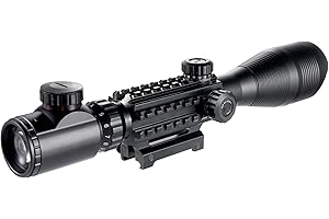 IRON JIA'S 4-12X50 Airsoft Tactique Optique Lunettes de Visée Rouge Vert Double Lumineux w/Side Rails & Mont Chasse